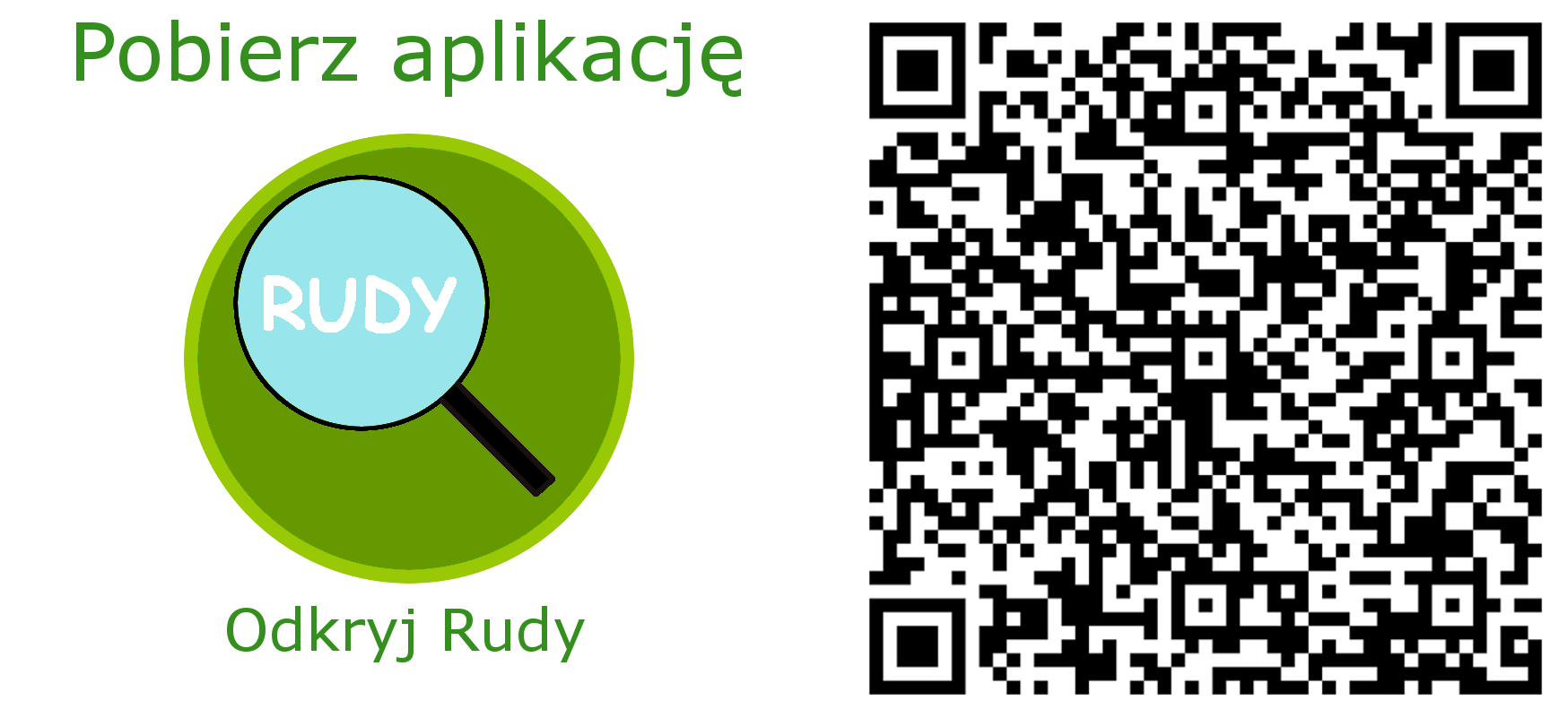 Kod QR dla aplikacji "Odkryj Rudy"
